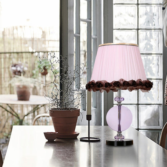 1-Light Pink Crystal Nightstand Table Lamp for Bedroom