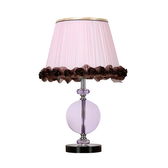 1-Light Pink Crystal Nightstand Table Lamp for Bedroom