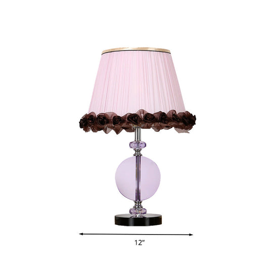 1-Light Pink Crystal Nightstand Table Lamp for Bedroom
