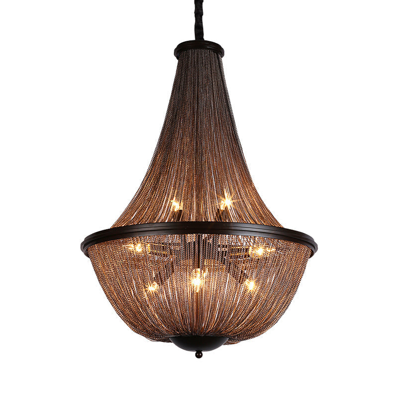 Traditional Gold Chandelier with 8 Lights, Metal Chain Fringe - Hanging Lamp Kit