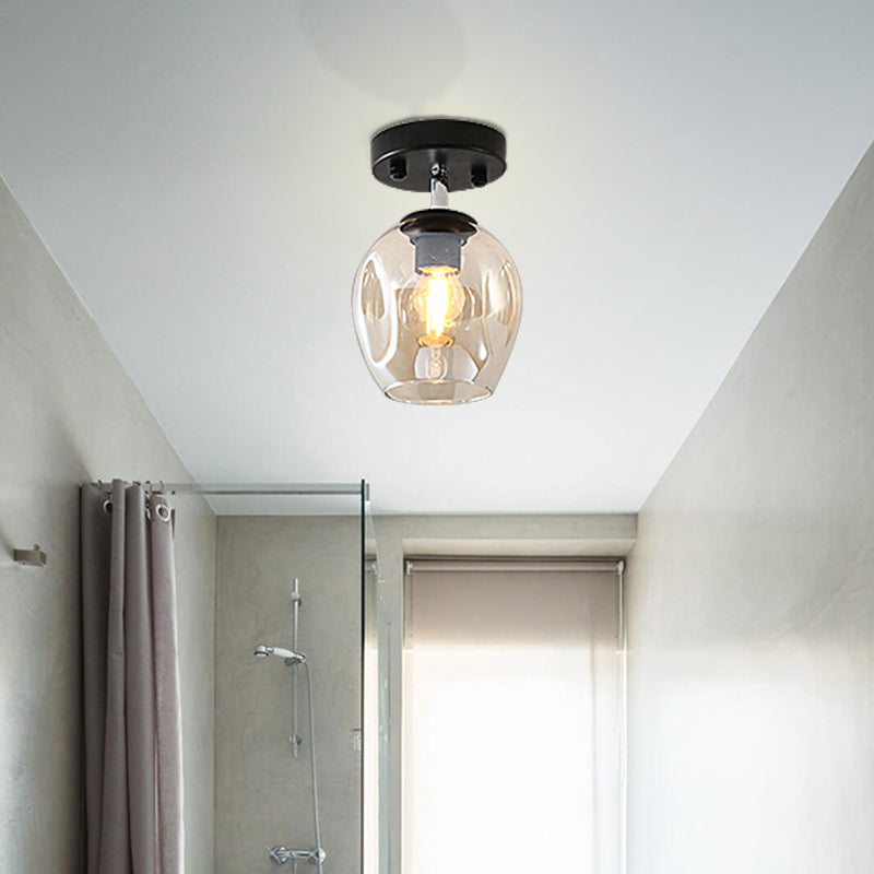 Modern Black/Gold Carafe Semi Flush Light - 1 Light, Clear/Amber/Smoke Gray Glass Shade