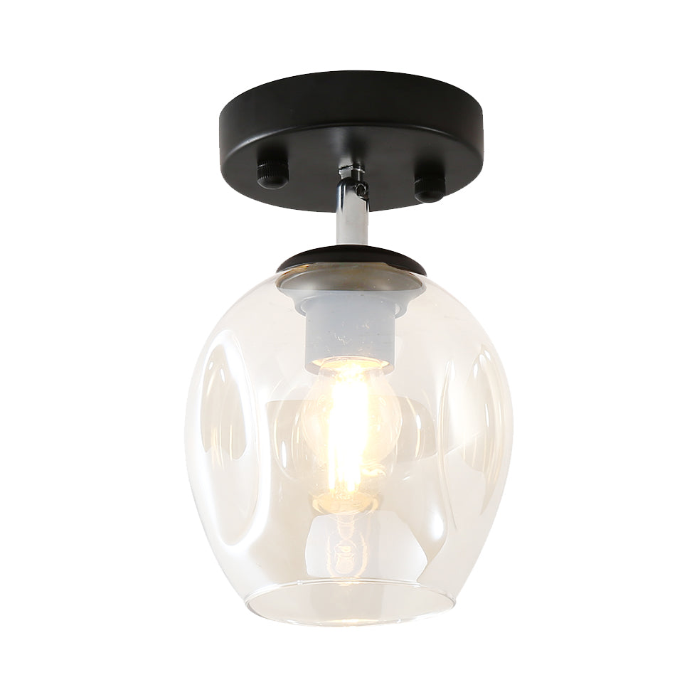 Modern Black/Gold Carafe Semi Flush Light - 1 Light, Clear/Amber/Smoke Gray Glass Shade