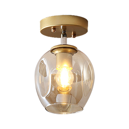 Modern Black/Gold Carafe Semi Flush Light - 1 Light, Clear/Amber/Smoke Gray Glass Shade