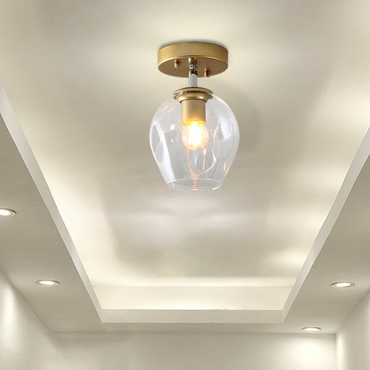 Modern Black/Gold Carafe Semi Flush Light - 1 Light, Clear/Amber/Smoke Gray Glass Shade