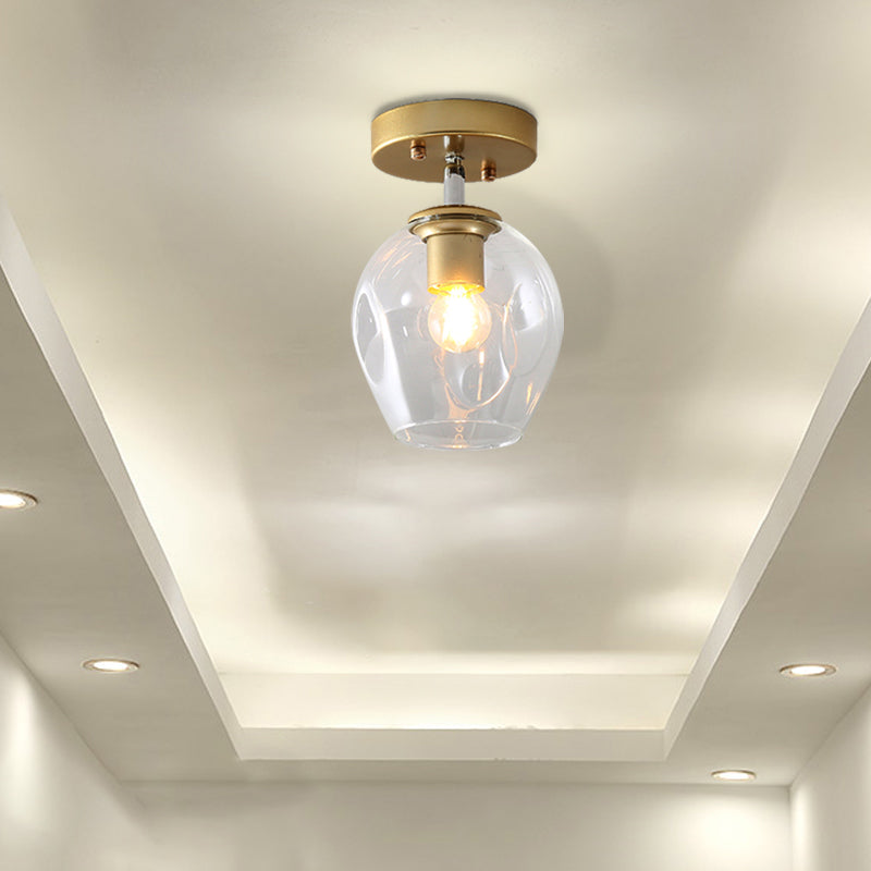 Modern Black/Gold Carafe Semi Flush Light - 1 Light, Clear/Amber/Smoke Gray Glass Shade