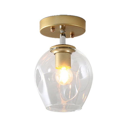 Modern Black/Gold Carafe Semi Flush Light - 1 Light, Clear/Amber/Smoke Gray Glass Shade