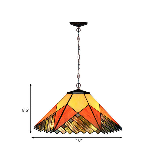 Baroque Conical Glass Hanging Chandelier - White/Yellow/Orange - 2 Lights - Bronze Suspension Pendant for Kitchen