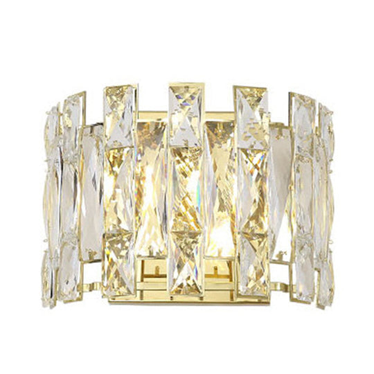 Traditional LED Wall Sconce with Clear Crystal Half Cylinder and 2 Heads – 7.5"/10" Width
