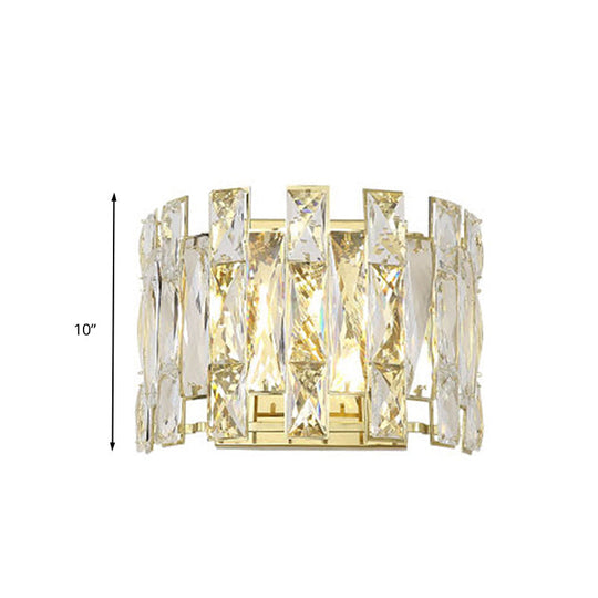 Traditional LED Wall Sconce with Clear Crystal Half Cylinder and 2 Heads – 7.5"/10" Width