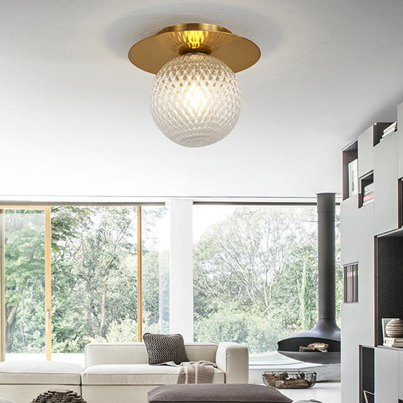 Modern Glass Orbit Ceiling Light Kitchen Flushmount Lamp - Clear/Light-Brown/Cream, Single Light