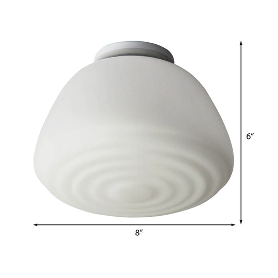 Minimalist 1 Head Flush Mount Lantern Light with Opal Glass Shade for Kitchen - 6"/8" W Cone Flush Mount Lighting