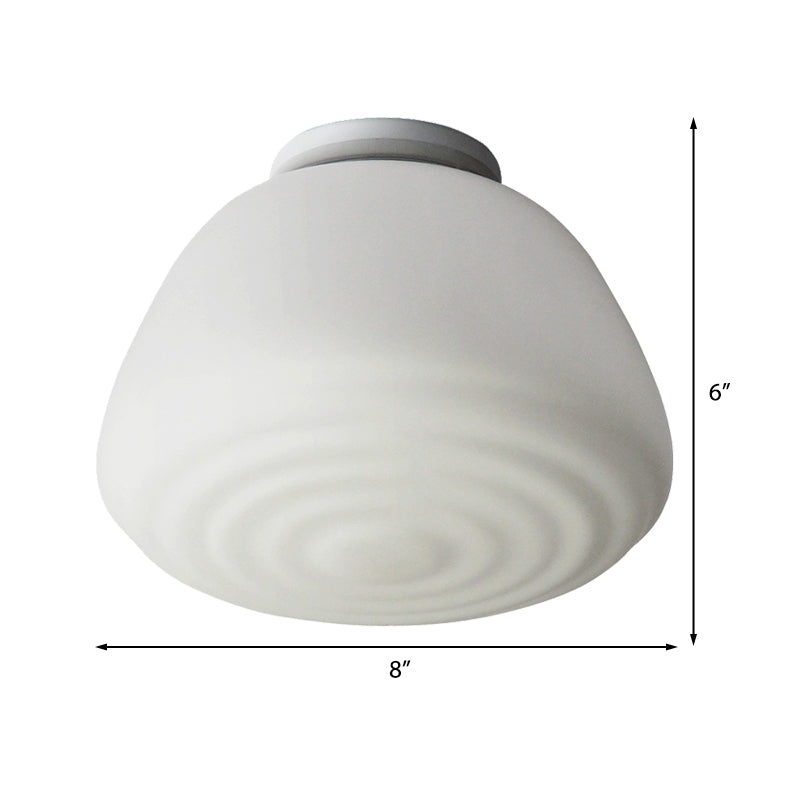 Minimalist 1 Head Flush Mount Lantern Light with Opal Glass Shade for Kitchen - 6"/8" W Cone Flush Mount Lighting