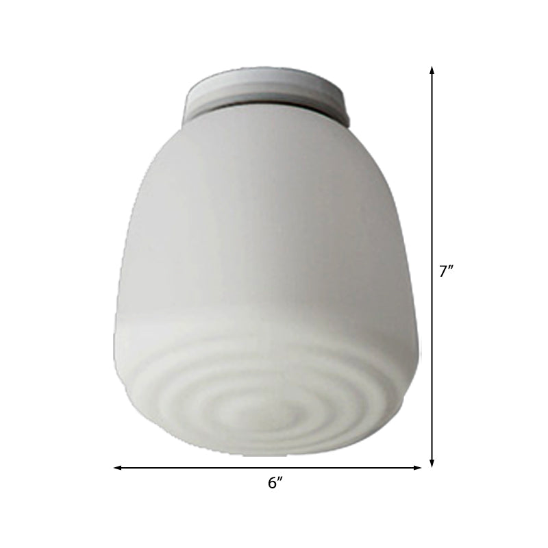 Minimalist 1 Head Flush Mount Lantern Light with Opal Glass Shade for Kitchen - 6"/8" W Cone Flush Mount Lighting