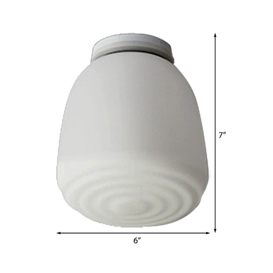 Minimalist 1 Head Flush Mount Lantern Light with Opal Glass Shade for Kitchen - 6"/8" W Cone Flush Mount Lighting