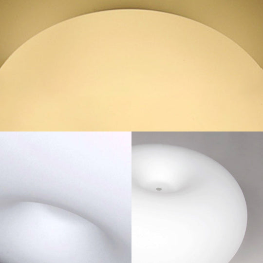 Modernist Ceiling Flush Mount Light with Glass Lampshade for Balcony - White, Obong - 3 Sizes Available