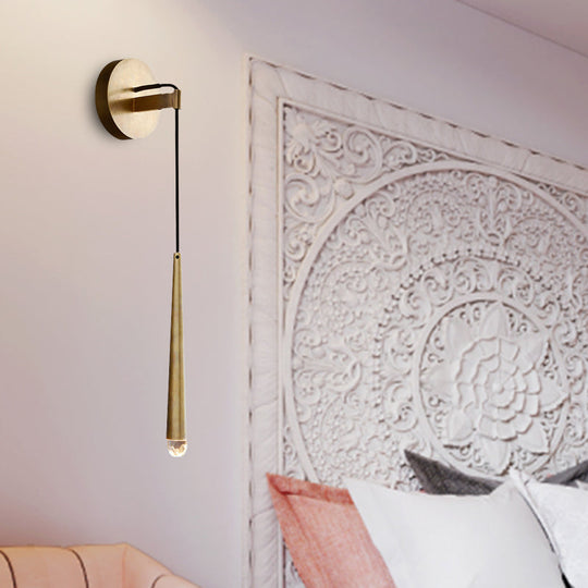 Gold LED Crystal Cone Wall Sconce in 3 Heights: 12", 19.5", 23.5