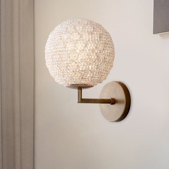 Silver/Gold Crystal Globe Sconce: Elegant Wall Mounted Lamp for Bedroom