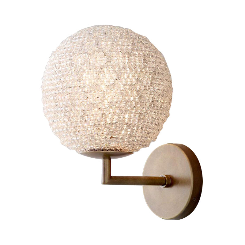 Silver/Gold Crystal Globe Sconce: Elegant Wall Mounted Lamp for Bedroom