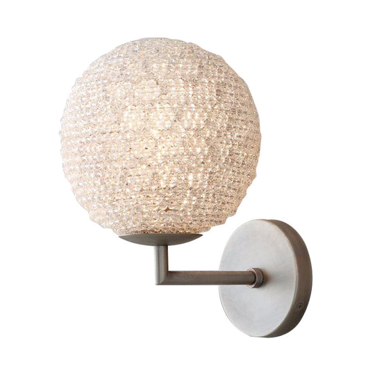 Silver/Gold Crystal Globe Sconce: Elegant Wall Mounted Lamp for Bedroom