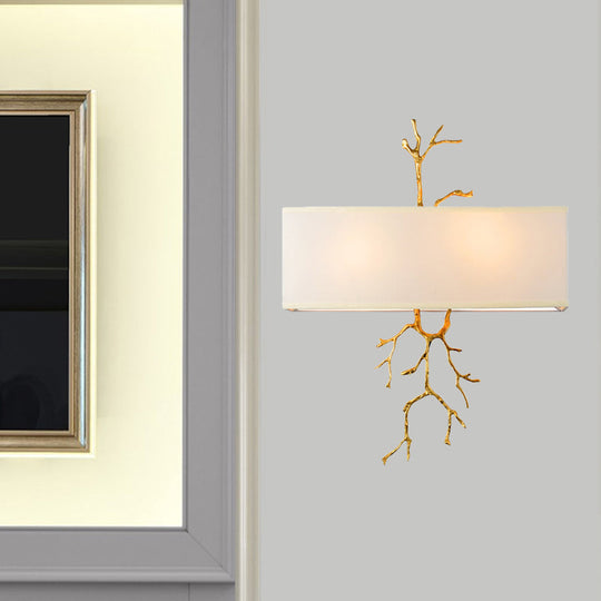 Traditional-Style Black/White Wall Sconce with 2 Fabric Lights