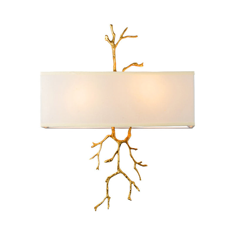 Traditional-Style Black/White Wall Sconce with 2 Fabric Lights