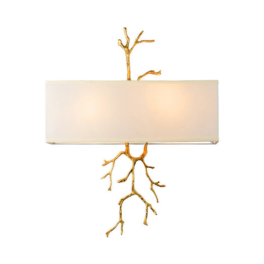 Traditional-Style Black/White Wall Sconce with 2 Fabric Lights