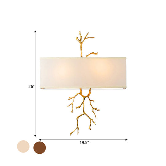 Traditional-Style Black/White Wall Sconce with 2 Fabric Lights