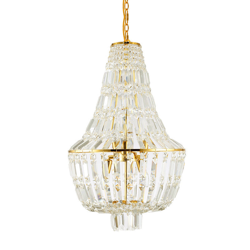 Modernist Crystal Chandelier with 4 Heads - Gold/Silver Bedroom Ceiling Pendant Light
