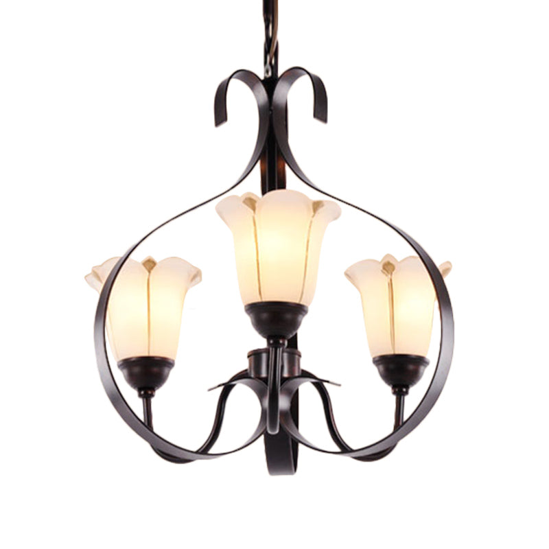 Modern Floral Suspension Lamp: Milk Glass Chandelier with 3/5/8 Red Brown Heads