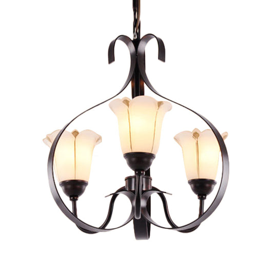 Modern Floral Suspension Lamp: Milk Glass Chandelier with 3/5/8 Red Brown Heads