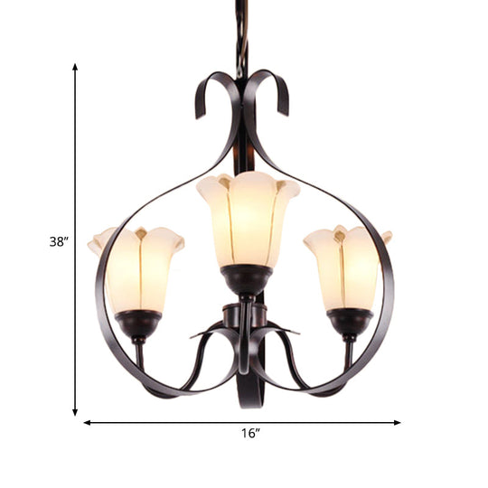 Modern Floral Suspension Lamp: Milk Glass Chandelier with 3/5/8 Red Brown Heads