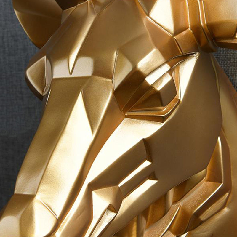 Loft Style Elk Resin Wall Lamp with Diamond Cage Shade - Black/White/Gold Sconce Light, 14.5"/19.5" W