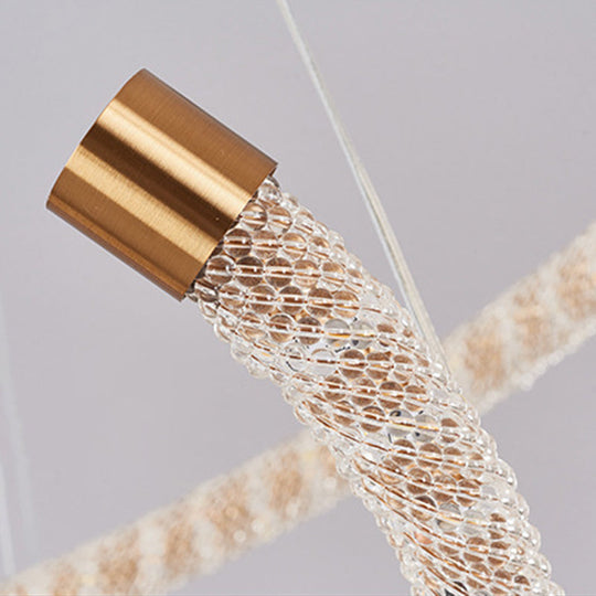 Contemporary Crystal LED Brass Suspension Pendant Light - Circular Hanging Chandelier, 16"/23.5"/31.5" Wide