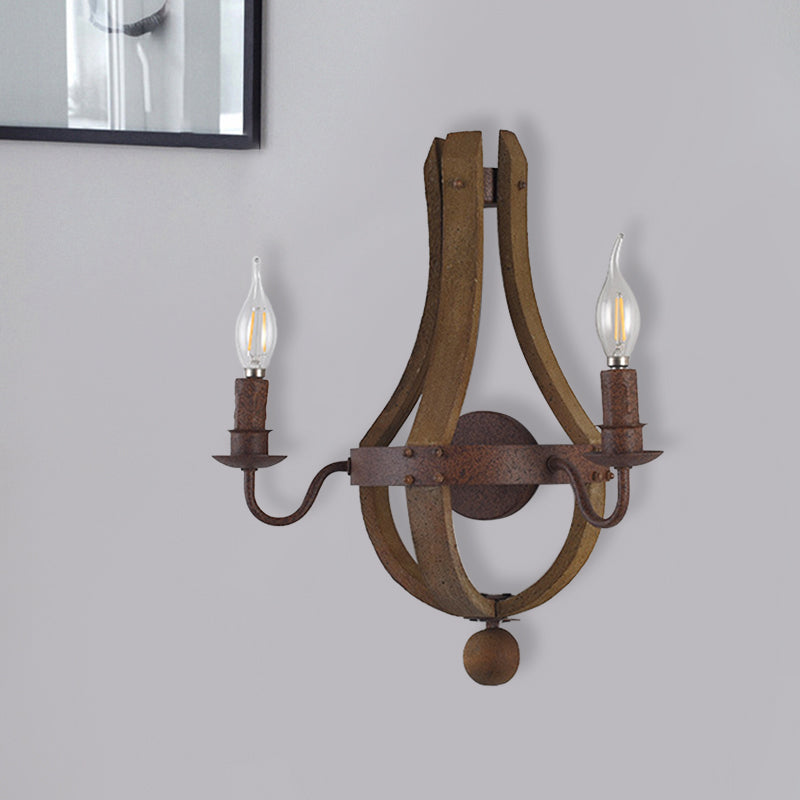 Rustic Candle Metal Sconce Light - 8"/11.5"/15" Wide - Country Style - 1/2/3 Lights - Dining Room Wall Lighting Fixture