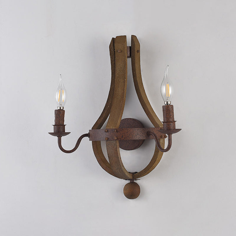 Rustic Candle Metal Sconce Light - 8"/11.5"/15" Wide - Country Style - 1/2/3 Lights - Dining Room Wall Lighting Fixture