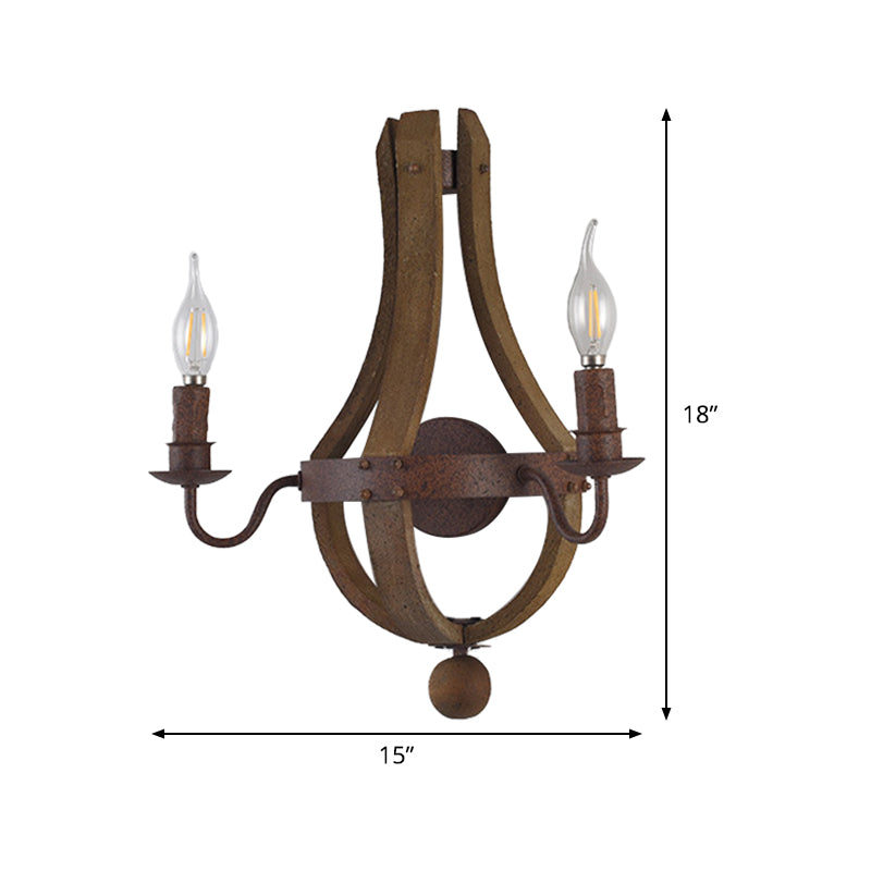 Rustic Candle Metal Sconce Light - 8"/11.5"/15" Wide - Country Style - 1/2/3 Lights - Dining Room Wall Lighting Fixture