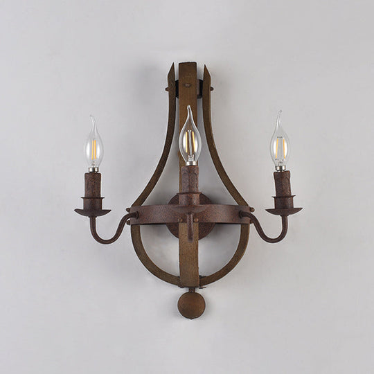 Rustic Candle Metal Sconce Light - 8"/11.5"/15" Wide - Country Style - 1/2/3 Lights - Dining Room Wall Lighting Fixture