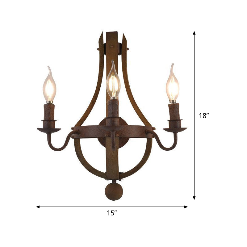 Rustic Candle Metal Sconce Light - 8"/11.5"/15" Wide - Country Style - 1/2/3 Lights - Dining Room Wall Lighting Fixture