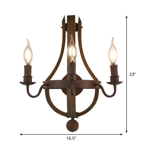 Rustic Candle Metal Sconce Light - 8"/11.5"/15" Wide - Country Style - 1/2/3 Lights - Dining Room Wall Lighting Fixture