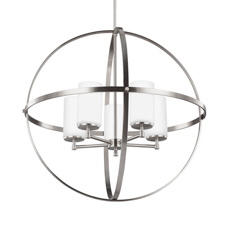 Traditional Silver Cylinder Chandelier with Cage - 3/5/9-Light Metal Dining Room Ceiling Fixture
