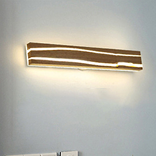 Striped Wood Sconce LED Light - Beige Vanity Light for Bedroom
