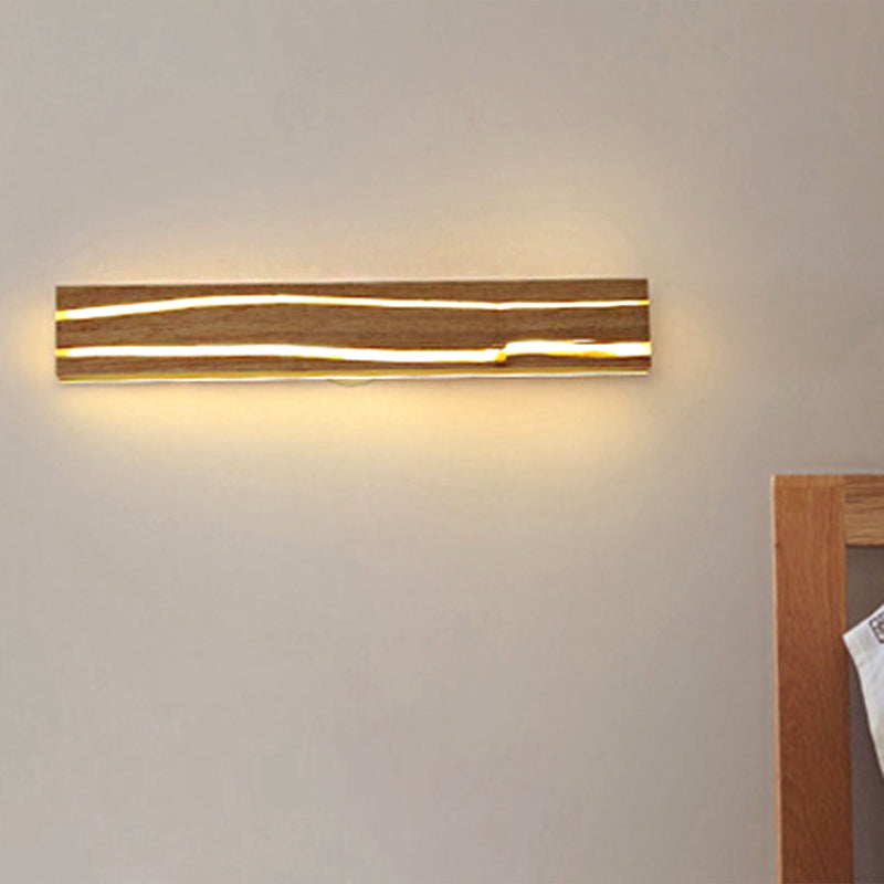Striped Wood Sconce LED Light - Beige Vanity Light for Bedroom