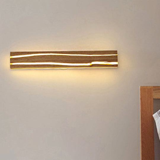 Striped Wood Sconce LED Light - Beige Vanity Light for Bedroom
