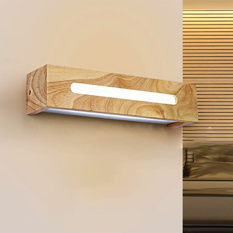 Modernist LED Brown Wood Wall Mount Light - Warm Light, 14"/18"/21.5" Wide