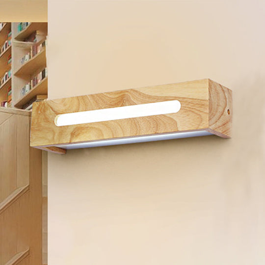 Modernist LED Brown Wood Wall Mount Light - Warm Light, 14"/18"/21.5" Wide