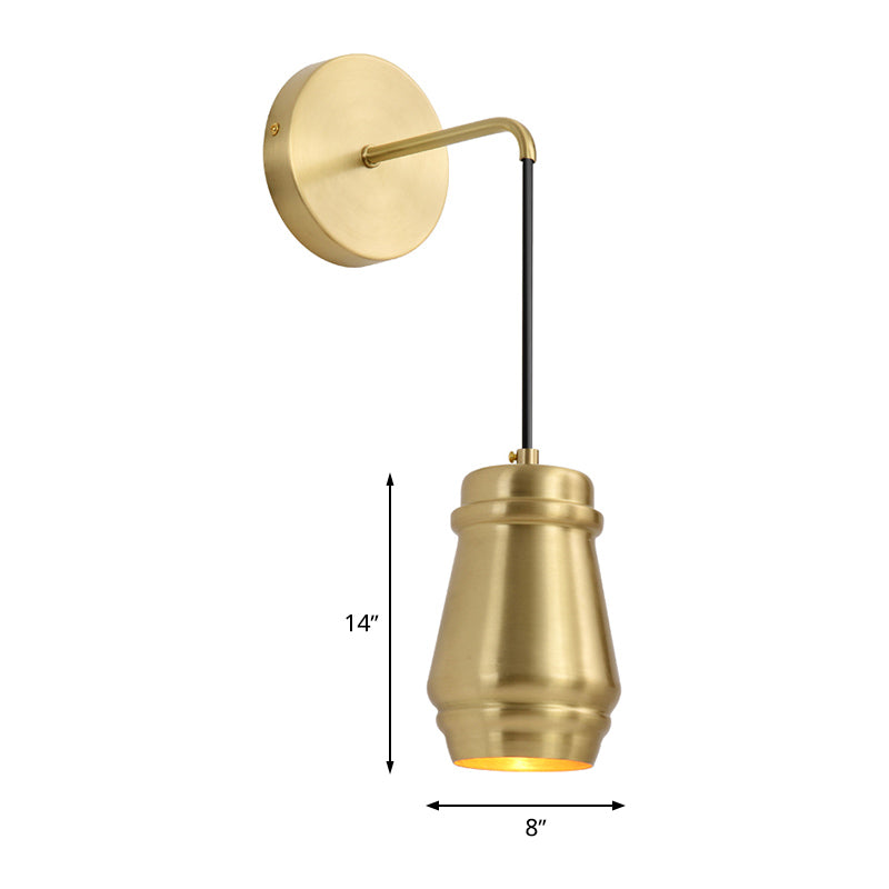 Modern Brass Bedroom Wall Sconce with Urn-Shaped Metal Shade