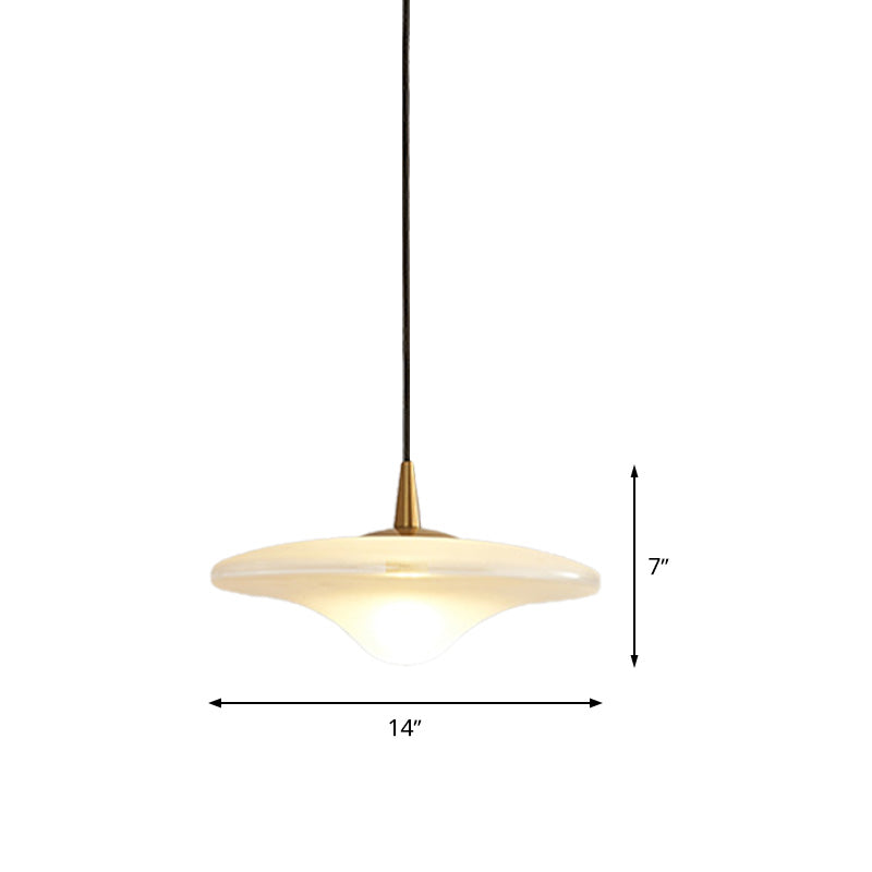 Contemporary Flare Hanging Lamp - White Glass - Pendant with 1 Bulb - Restaurant Down Lighting