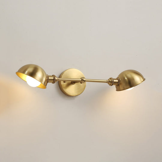 Modern Brass Bowl Wall Light Fixture with 2 Heads - Bedroom Sconce Lighting