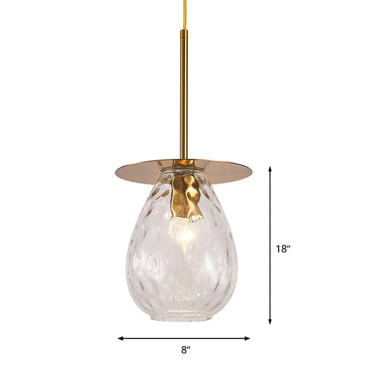Minimalist Gold Teardrop Glass Suspension Lamp - Perfect for Restaurants