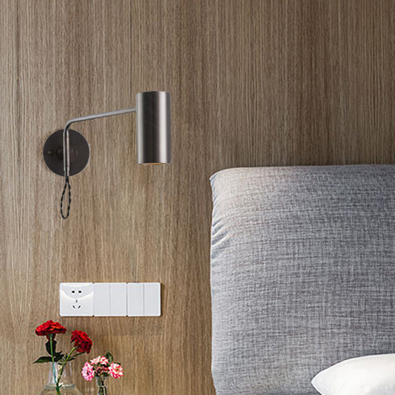 Modern Black & Brass Wall Sconce with Metal Shade - Bedroom Light Fixture